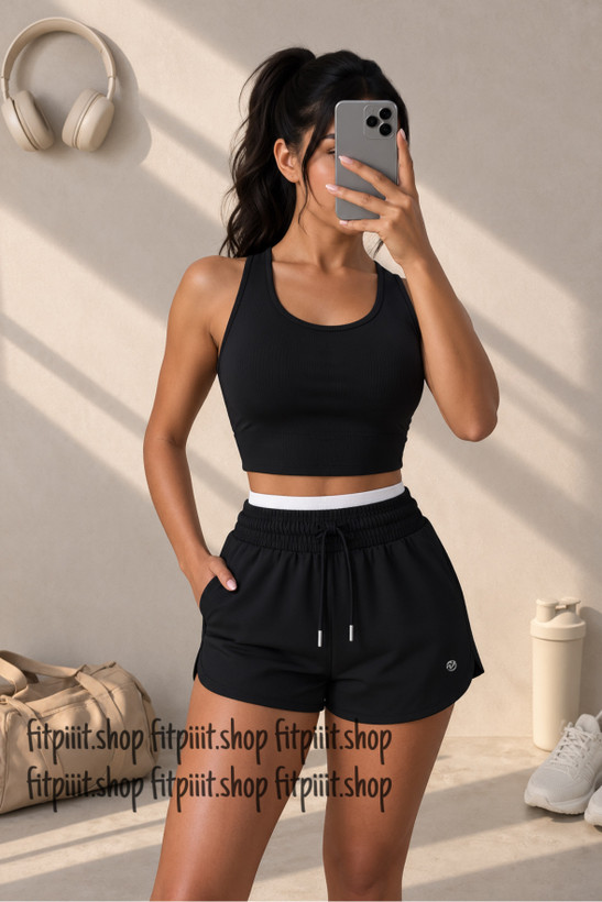 ست کراپ و شلوارک ورزشی زنانه کد ZM04